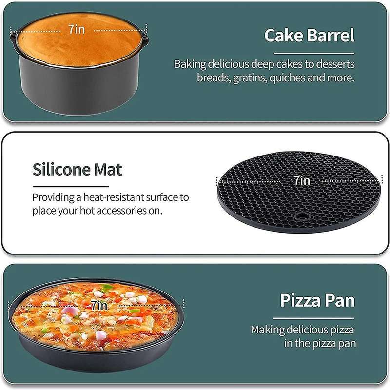 14 Pcs Accessories with 8 Inch Cake Pan, Pizza Pan, Cup, Rack, Paper