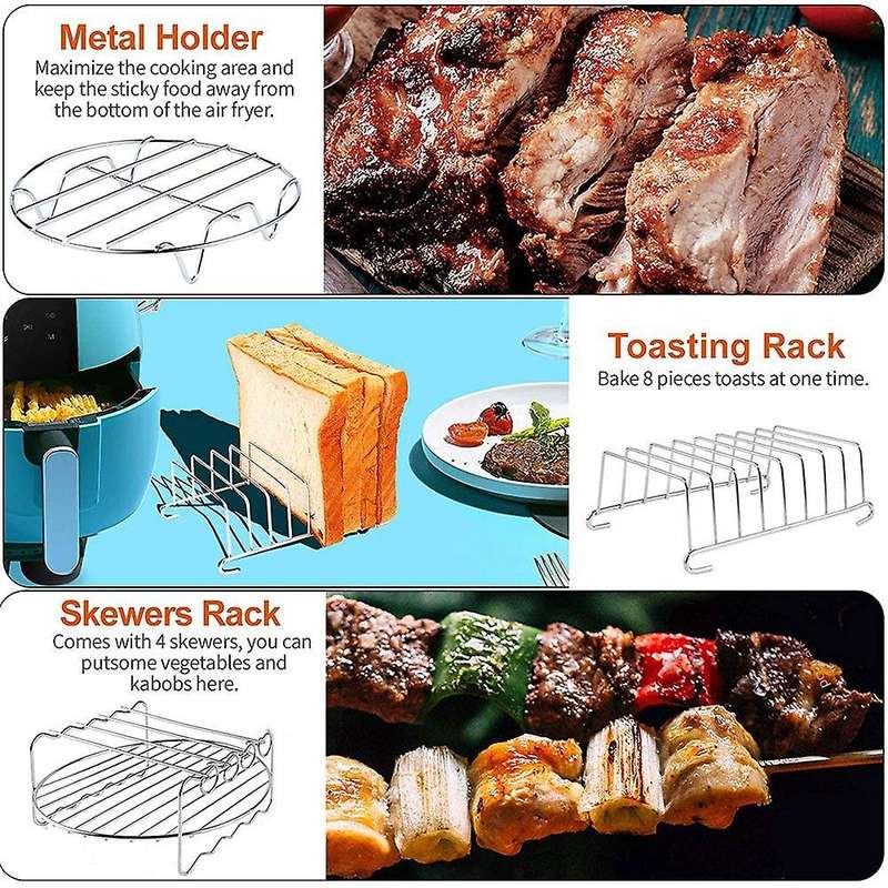 14 Pcs Accessories with 8 Inch Cake Pan, Pizza Pan, Cup, Rack, Paper