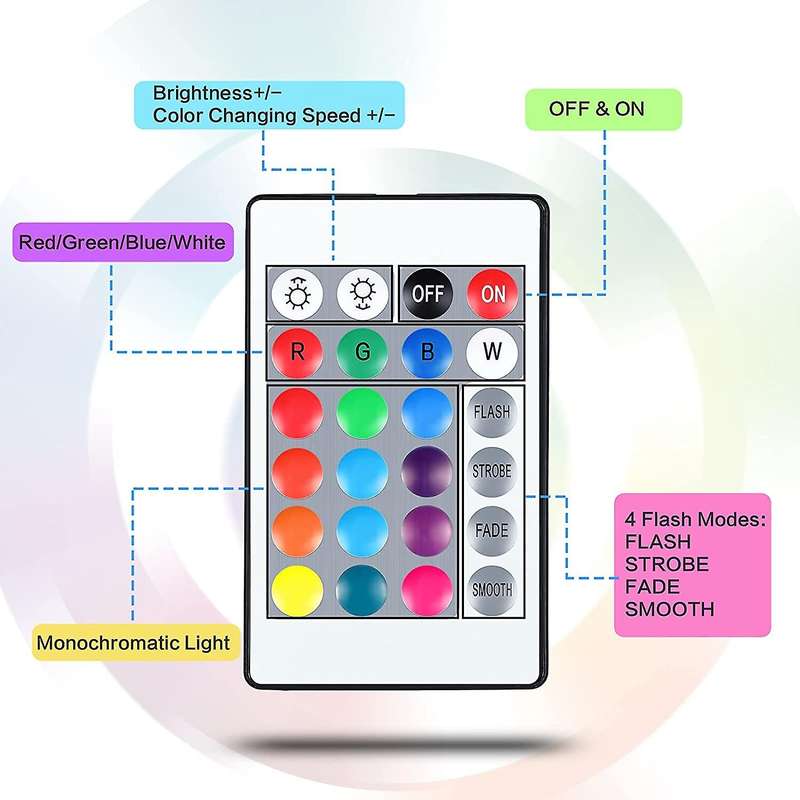 6 Sets 16 Colors 4 Modes Acrylic Lamp Base for Room (square Style)