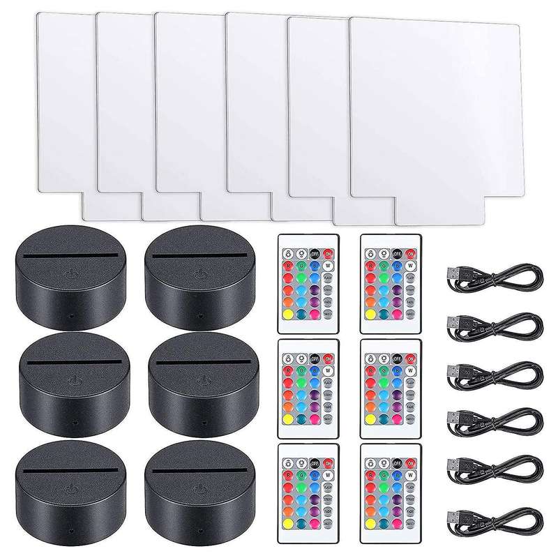 6 Sets 16 Colors 4 Modes Acrylic Lamp Base for Room (square Style)