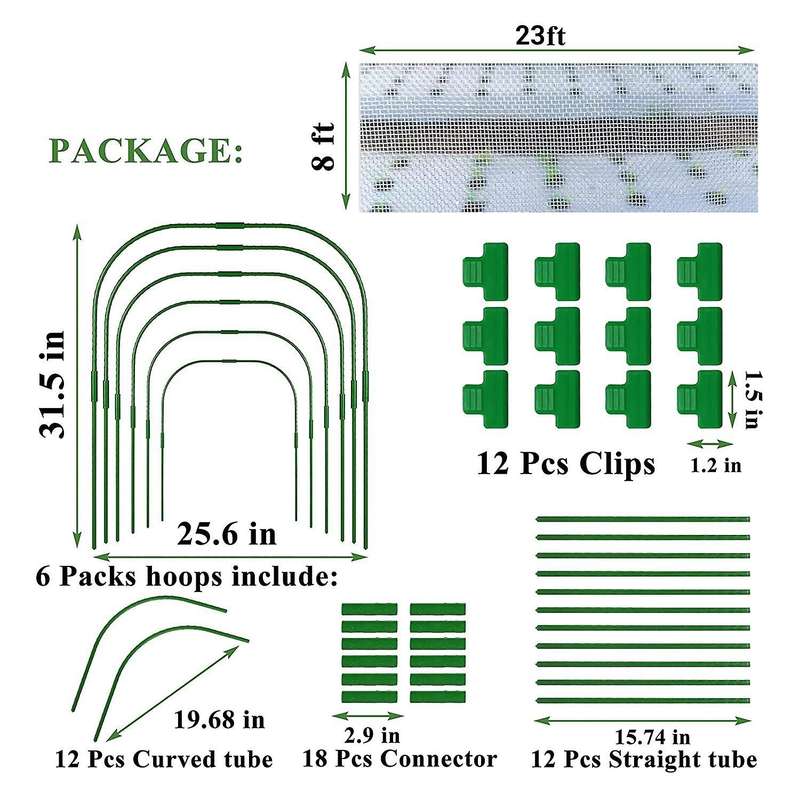 Plant Covers 8x23 Ft Ultra Fine Mesh Netting & 6pcs Garden Hoops