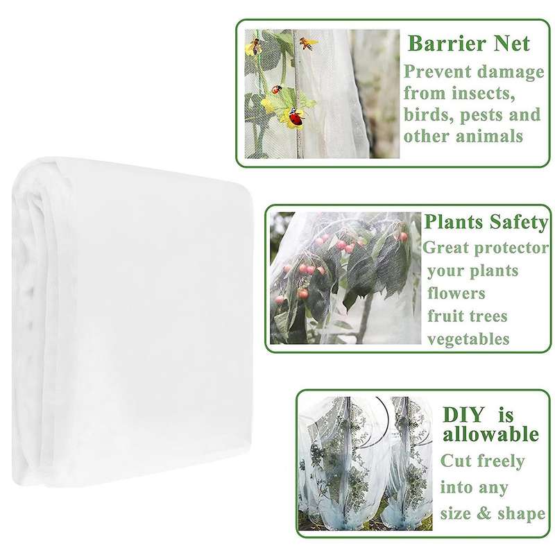 Plant Covers 8x23 Ft Ultra Fine Mesh Netting & 6pcs Garden Hoops