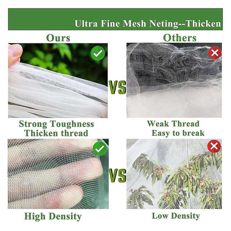 Plant Covers 8x23 Ft Ultra Fine Mesh Netting & 6pcs Garden Hoops