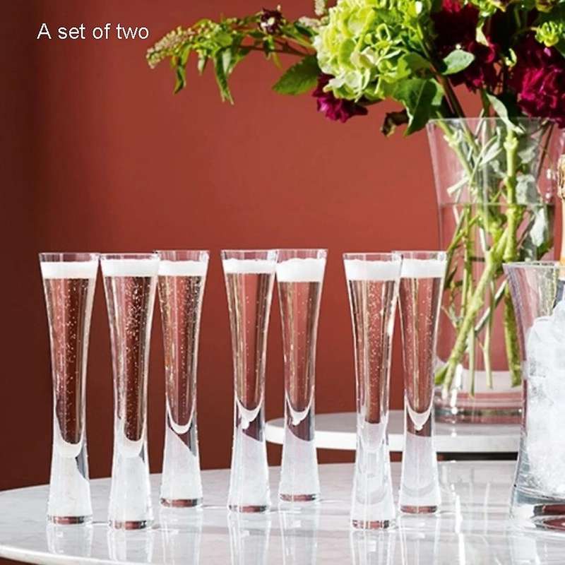 2pcschampagne Glasses Glitter Flutes Clear Cups Bubble Wine Tulip