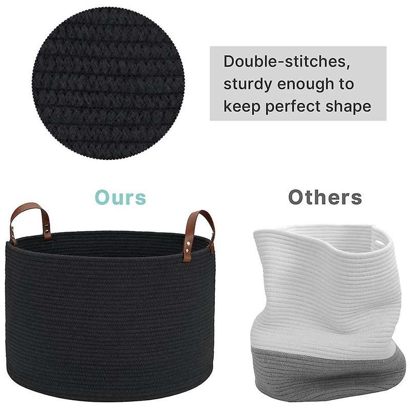 Large Basket for Storage Cotton Rope Woven Laundry Basket Round