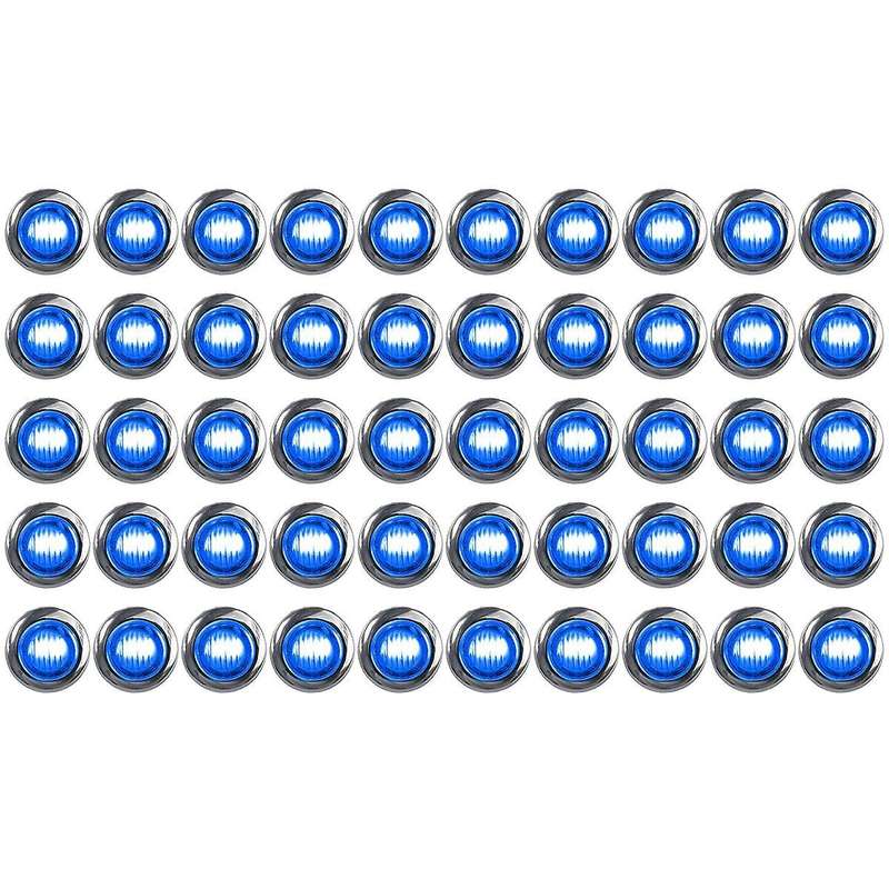 50pcs 3/4 Inch 3 Led Side Marker Lights for Trucks Boat Pckup Blue