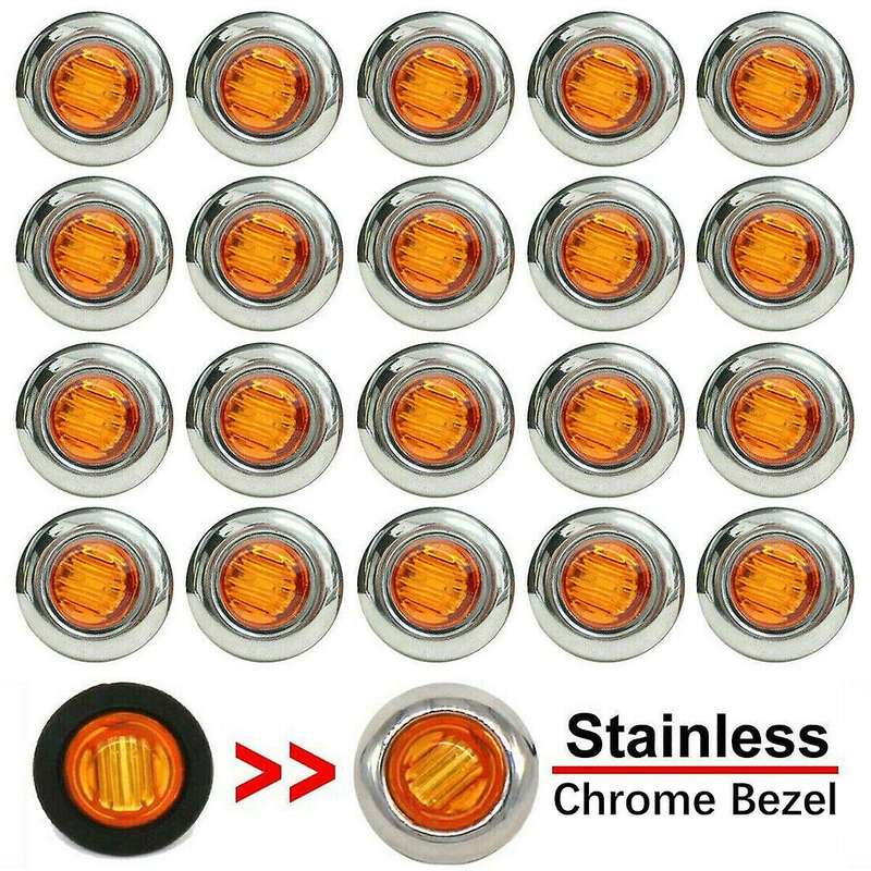 50pcs 3/4 Inch 3 Led Side Marker Lights for Trucks Boat Pckup Blue