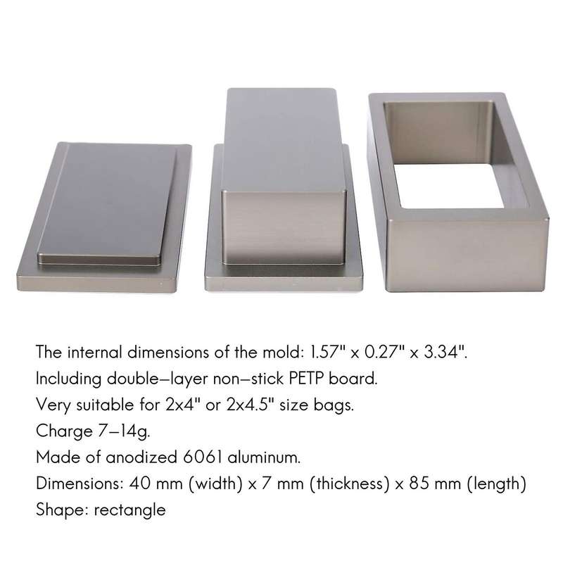 2x4in Rosin Machine Pre-pressing Plate Pure Aluminum Mould Plate