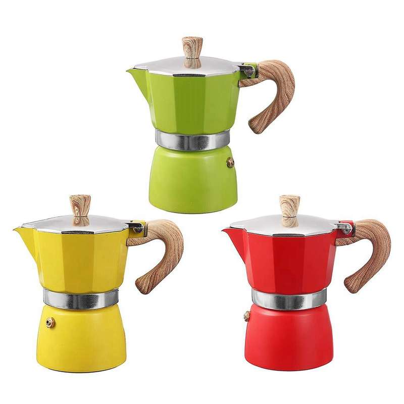 Aluminum Italian Coffee Machine Filter Stove Pot 3 Cups(yellow)