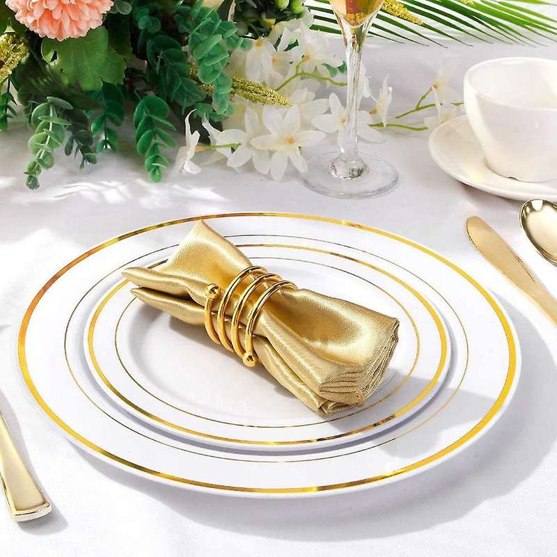 25 Dinner Plates and 25 Salad Plates Disposable Plates for Party