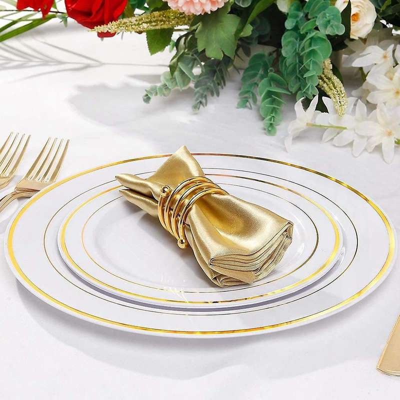 25 Dinner Plates and 25 Salad Plates Disposable Plates for Party