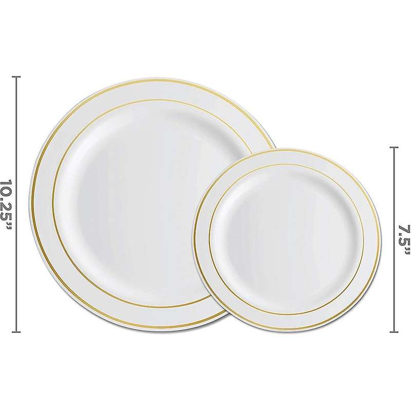 25 Dinner Plates and 25 Salad Plates Disposable Plates for Party