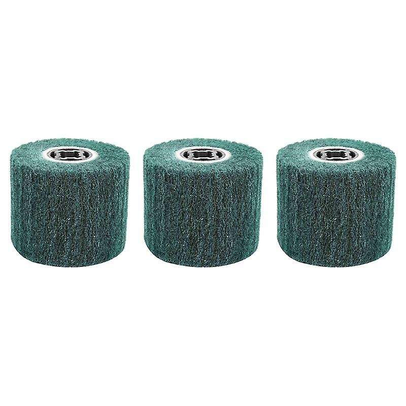 3pcs 120x100x19mm P180 Non-woven Nylon Flap Brush Satin Drum Wheel