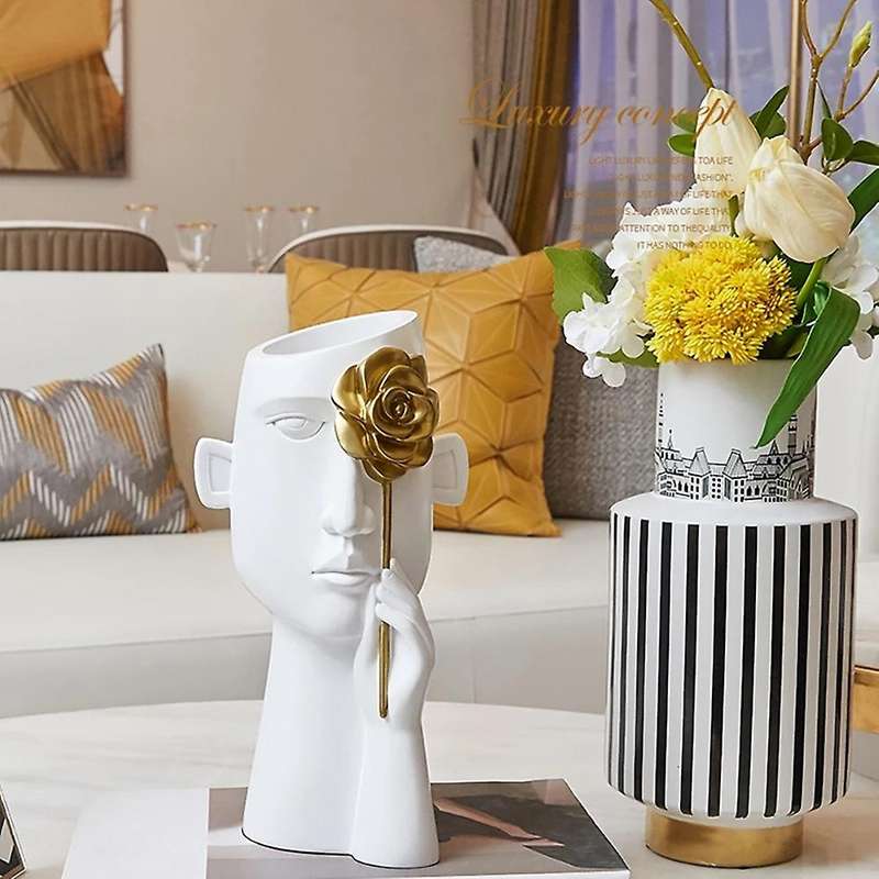1pcs Creative Art Human Face Vase Flower Pot Flower Arrangement ,a