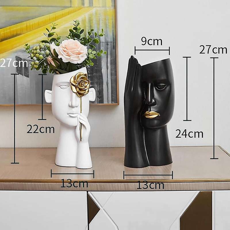 1pcs Creative Art Human Face Vase Flower Pot Flower Arrangement ,a