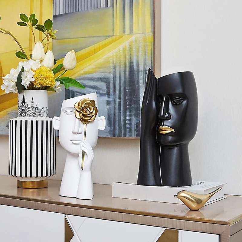 1pcs Creative Art Human Face Vase Flower Pot Flower Arrangement ,a