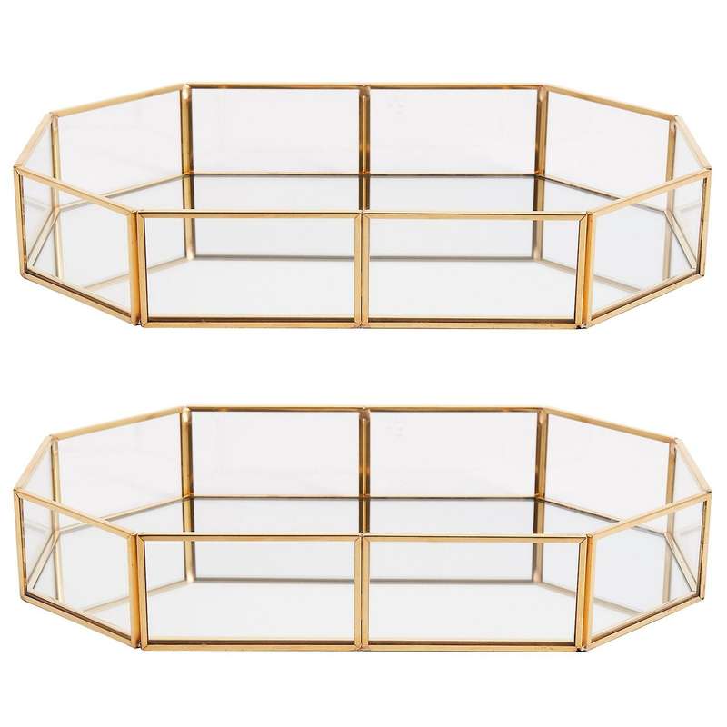 Nordic Style Glass Copper Geometry Storage Box(l)