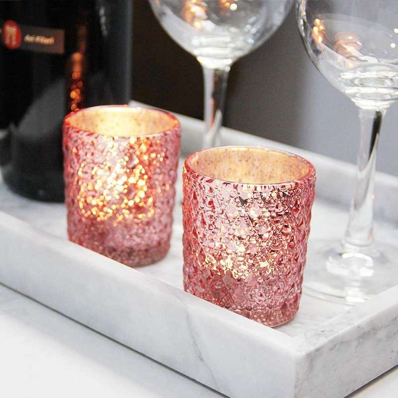 Beautiful Votive Candle Holders, Mercury Glass Tealight Holder,pink