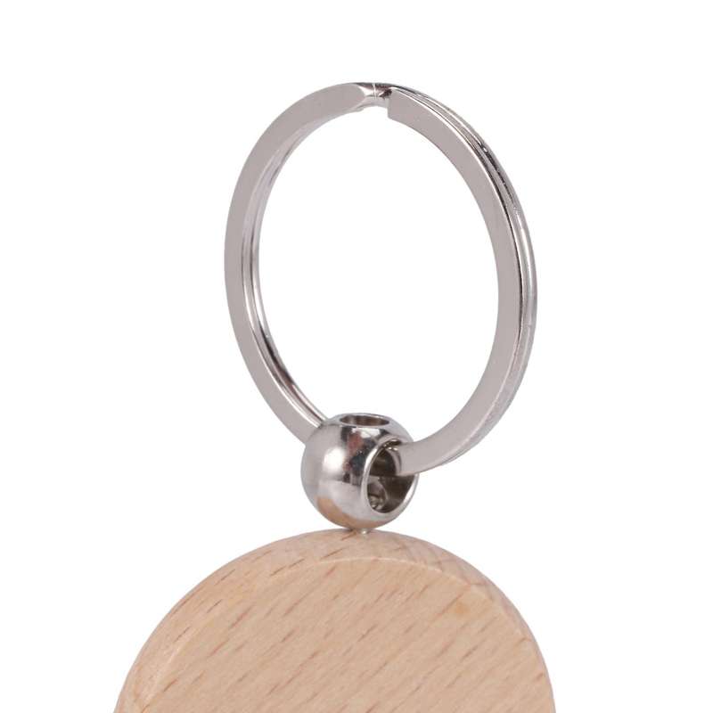 60pcs Blank Round Wooden Key Chain Wood Tags Can Engrave Diy Gifts