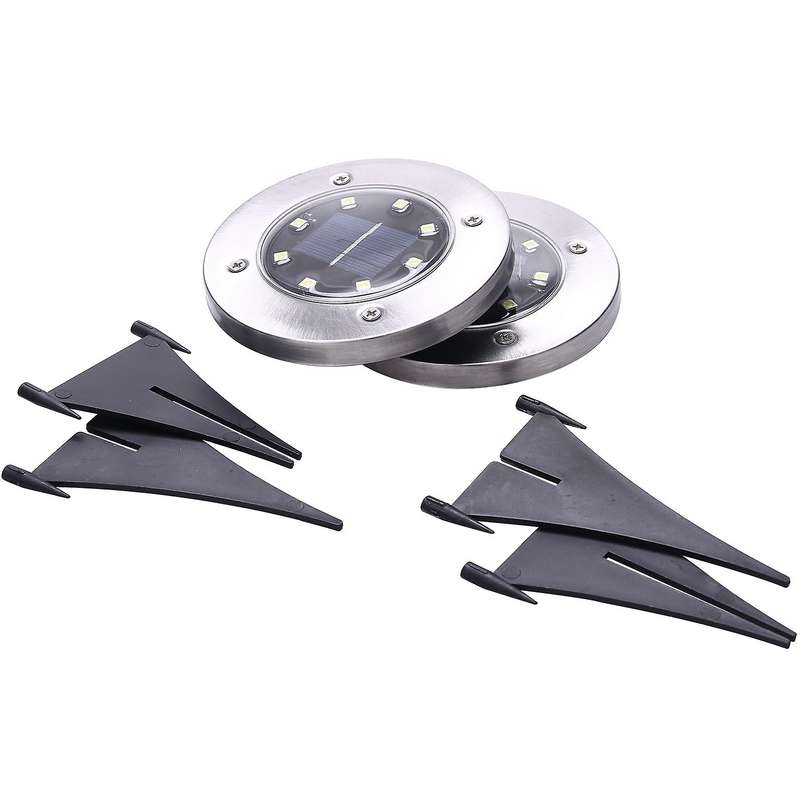 10pcs Solar Powered Ground Light 8 Led Light Lamps - White Light