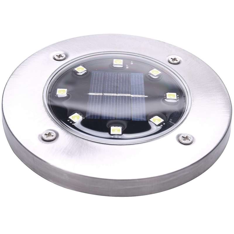 10pcs Solar Powered Ground Light 8 Led Light Lamps - White Light