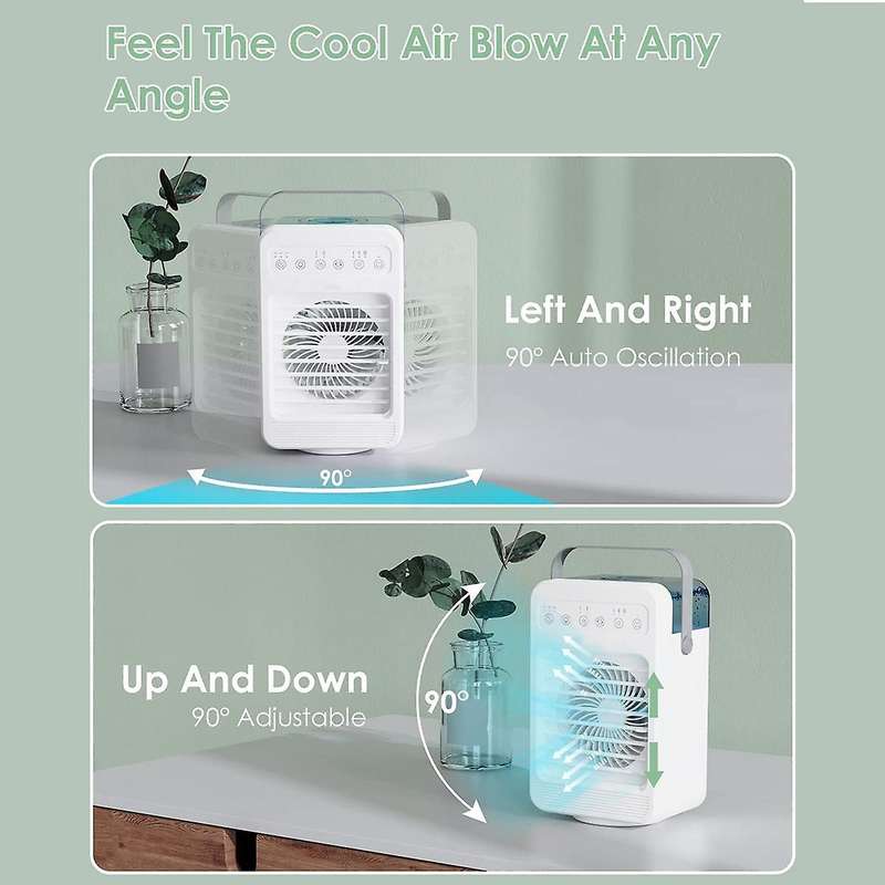 5 In1 Mobile Air Conditioner Desk Fan with Timer, Rainbow Lights