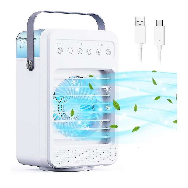 5 In1 Mobile Air Conditioner Desk Fan with Timer, Rainbow Lights