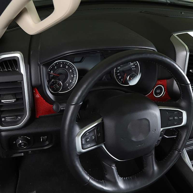 Center Console Stickers for Dodge Ram 1500 2018-2021,red Carbon Fiber