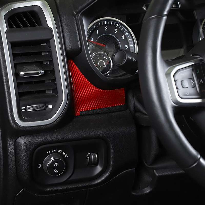 Center Console Stickers for Dodge Ram 1500 2018-2021,red Carbon Fiber