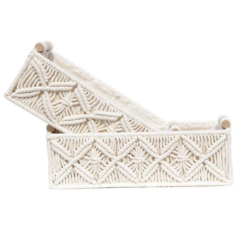 Macrame Storage Basket for Organizing Woven Decorative Basket 2pcs