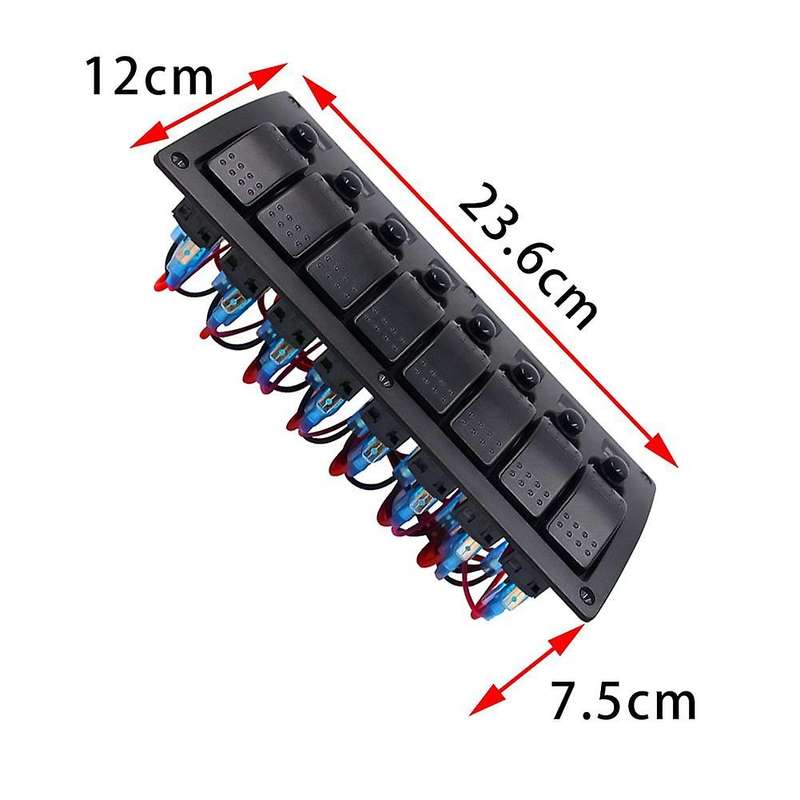 Boat Car Marine Rocker Switch Panel 8 Gang 3pin & Circuit Breaker