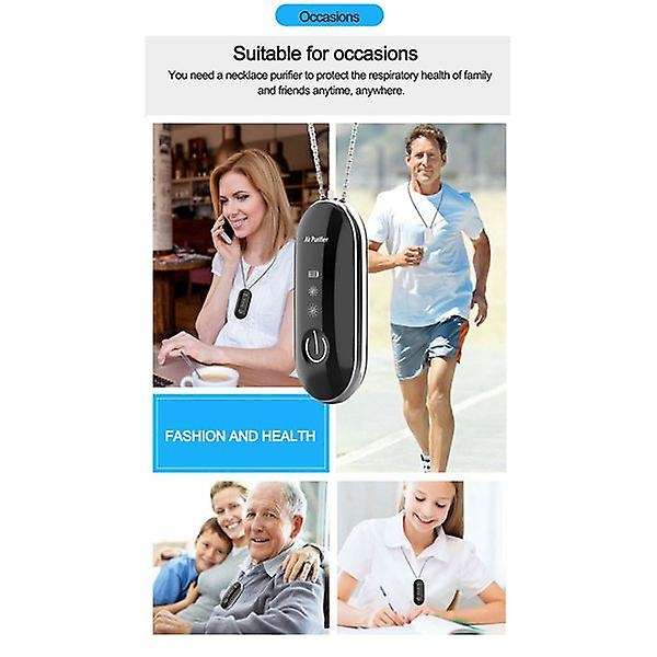 2pcs Car Hanging Neck Air Purifier Stylish Personal Wearable ,white