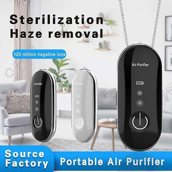 2pcs Car Hanging Neck Air Purifier Stylish Personal Wearable ,white