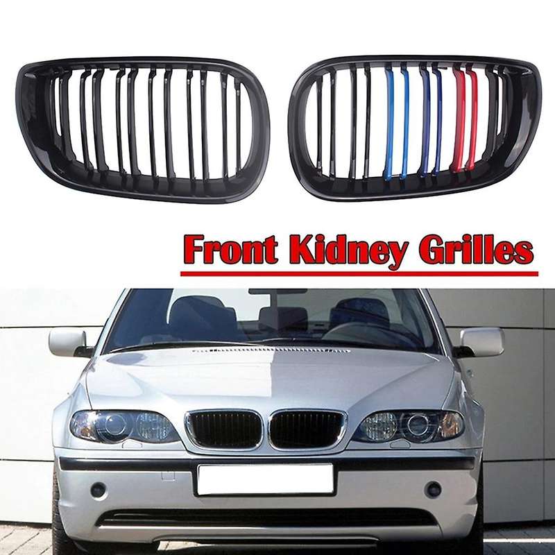Front Hood Kidney Double Line Grill For-bmw E46 4d 3 Series 2002-2004