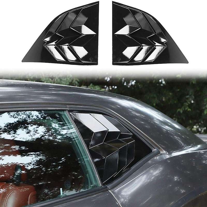 Car Side Window Scoop Louvers Trim for Dodge Challenger Black