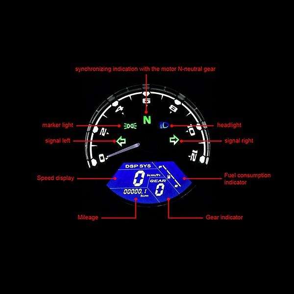 Universal Motorcycle Lcd Digital Meter Odometer Tachometer