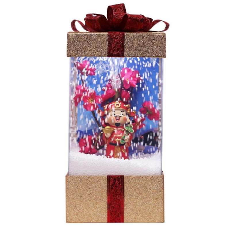 New Year Home Decoration Crafts Snowing Gift Box Gift Light, A