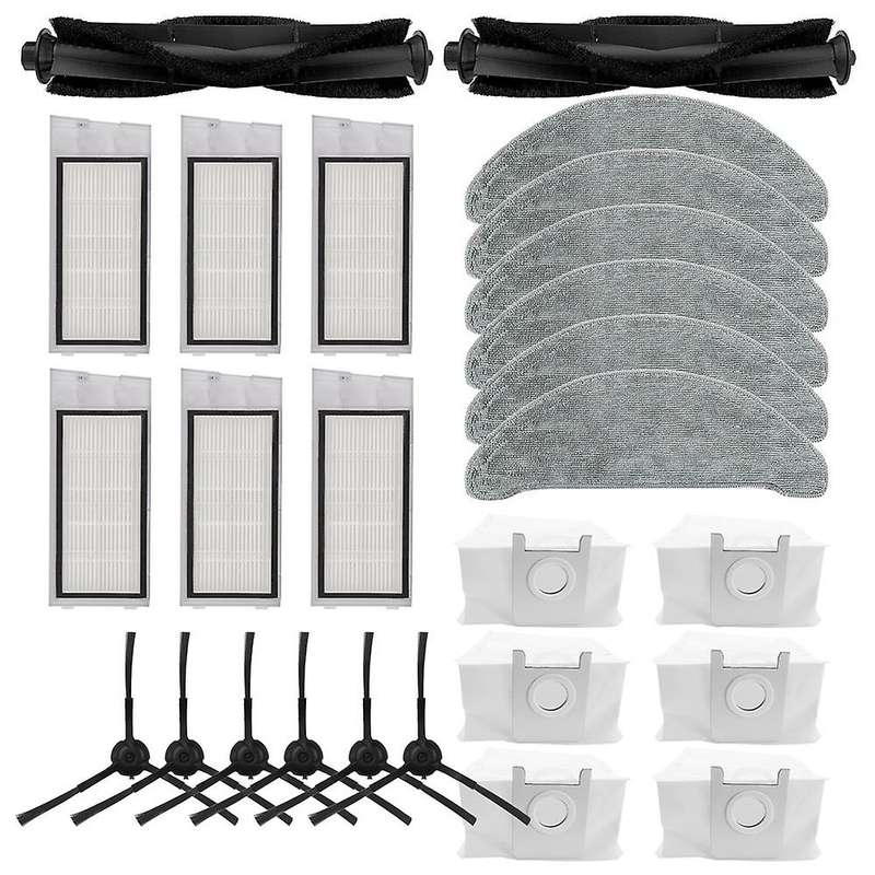 26pcs Replacement for Roidmi Main Side Brush Hepa Filter Mop Dust Bag