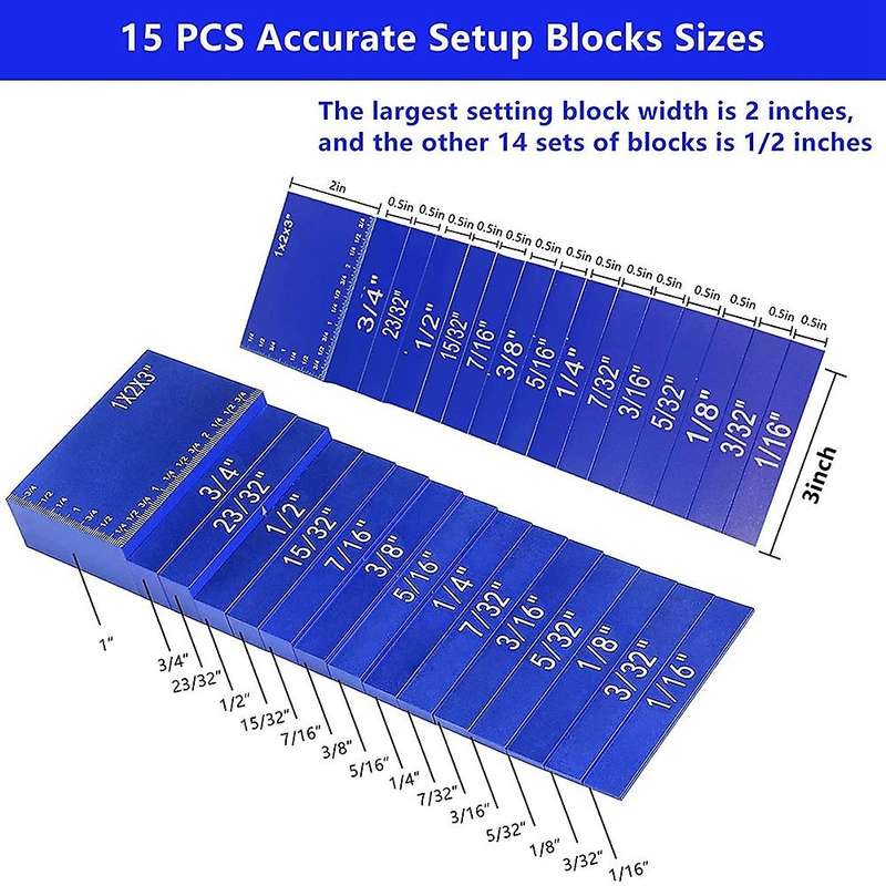 15pcs Setup Blocks Set, for Router and Table Saw Accessories Blue
