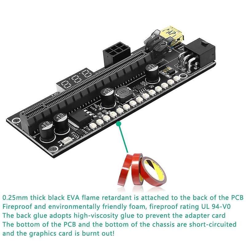 5 Pcs Pcie Riser Extension Card with 3.3v Digital Led for Btc Mining