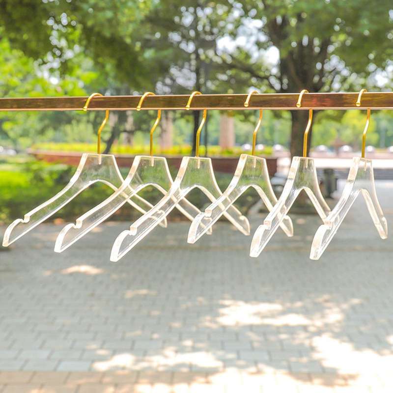 5 Pcs Clear Acrylic Clothes Hanger with Gold Hook,s