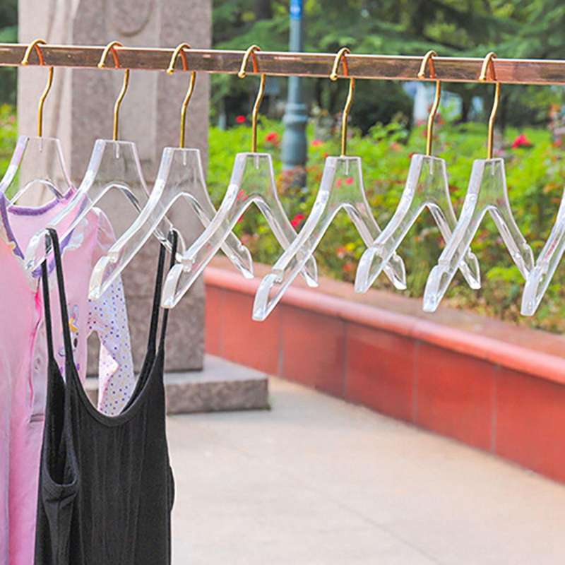 5 Pcs Clear Acrylic Clothes Hanger with Gold Hook,s