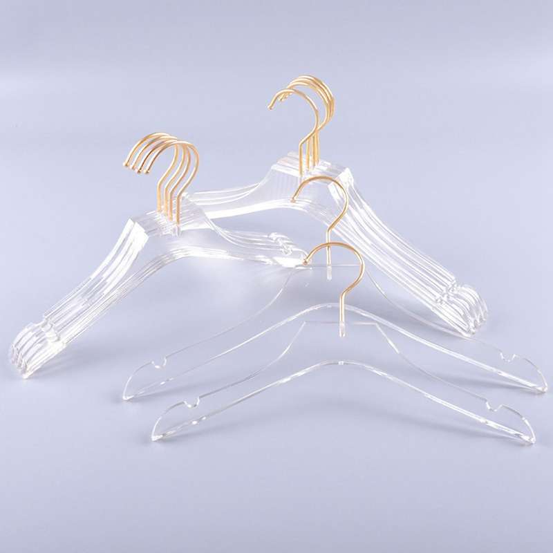 5 Pcs Clear Acrylic Clothes Hanger with Gold Hook,s