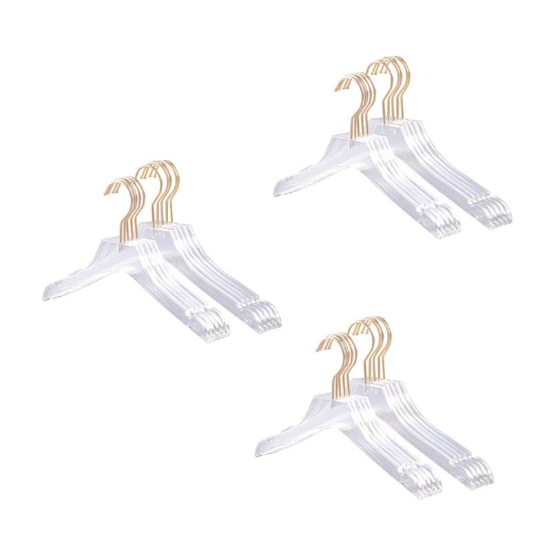 5 Pcs Clear Acrylic Clothes Hanger with Gold Hook,s