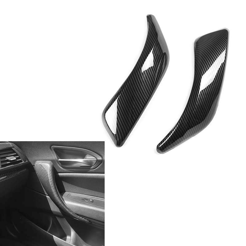 4pcs Carbon Fiber Car Inner Door Handle Trim Pull Grab Handle Cover