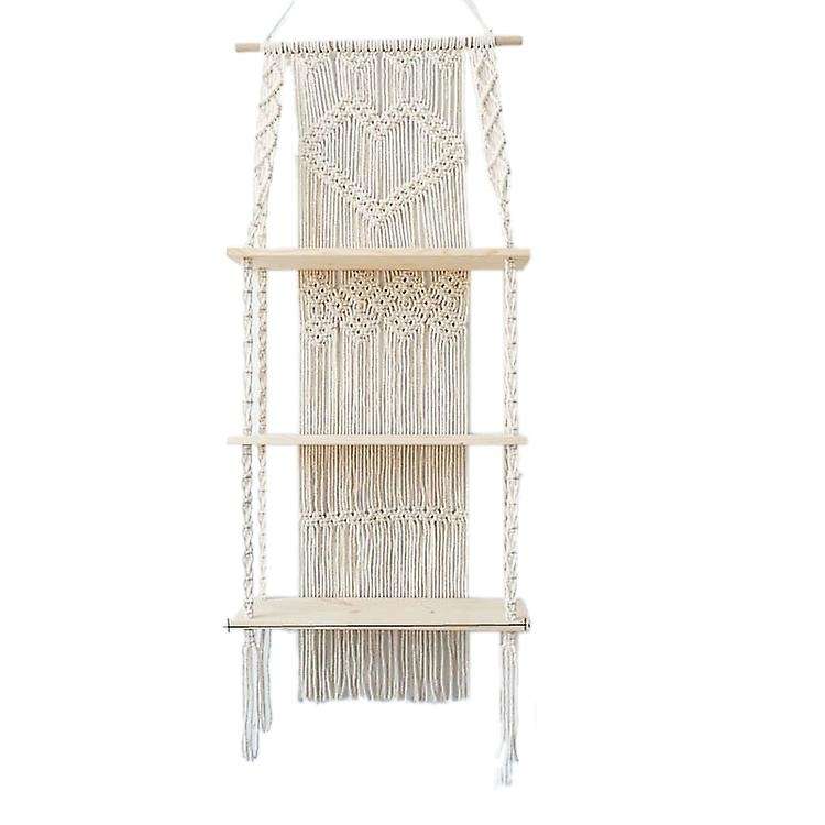 Macrame Boho 3tier Shelves for Wall Decorative Room Storage Shelving