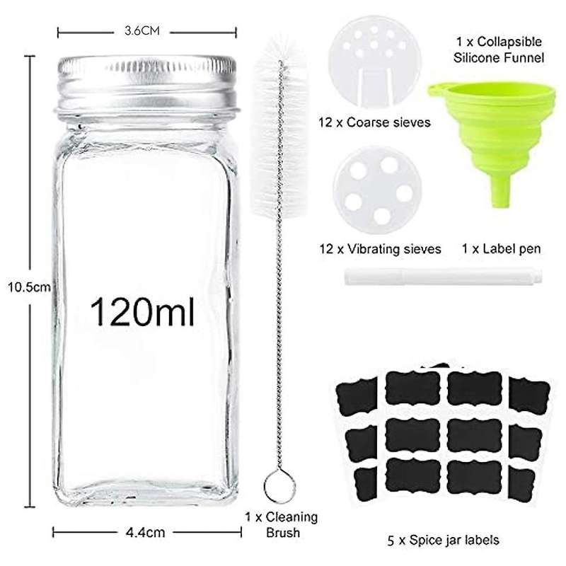 Spice Jars Set with Lids - 120 Ml Container for Storing Spices