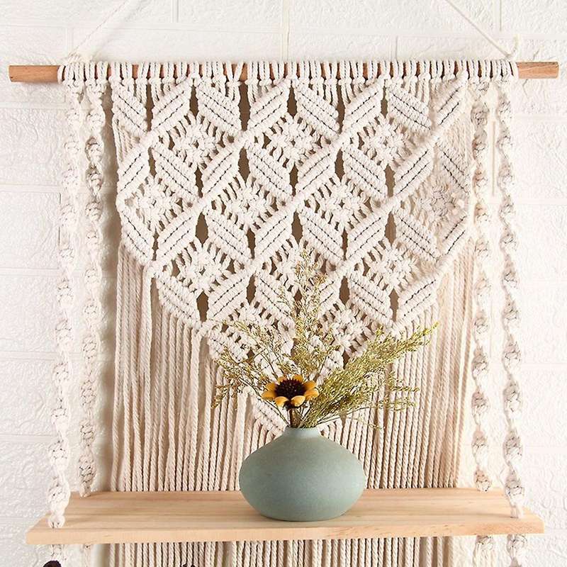Boho Woven Shelf Tapestry Cotton Rope Wall Floating Shelf Exquisite