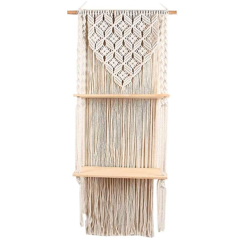 Boho Woven Shelf Tapestry Cotton Rope Wall Floating Shelf Exquisite