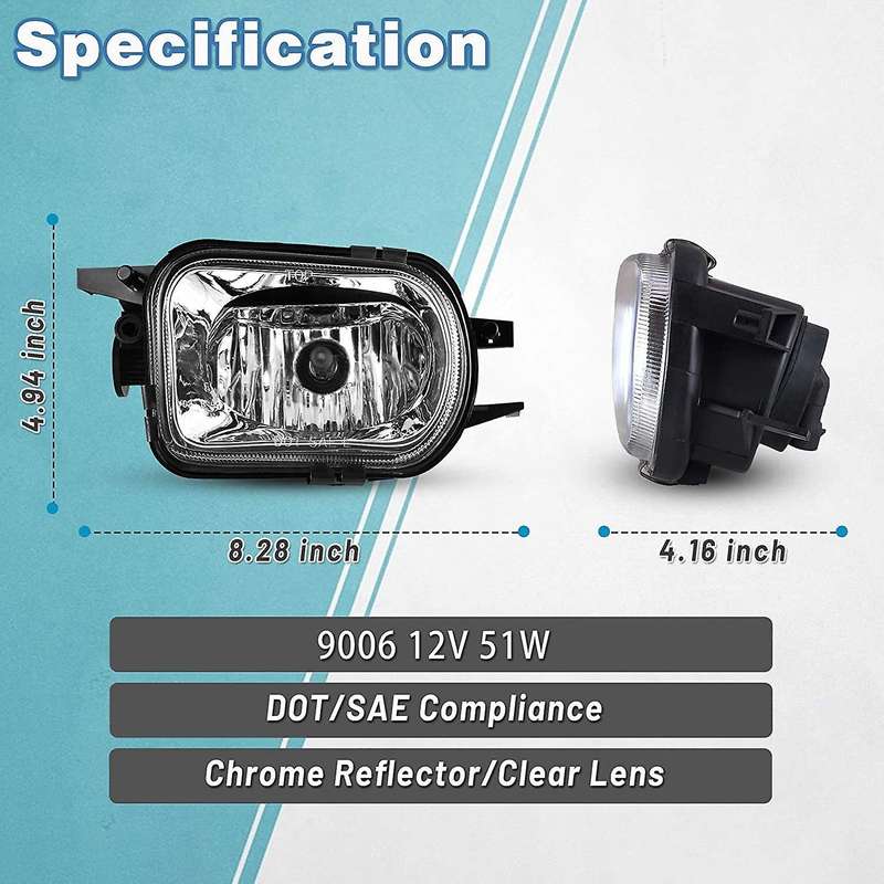 Car Front Bumper Fog Lights Lamp with Bulb for Benz C-class W203 C200